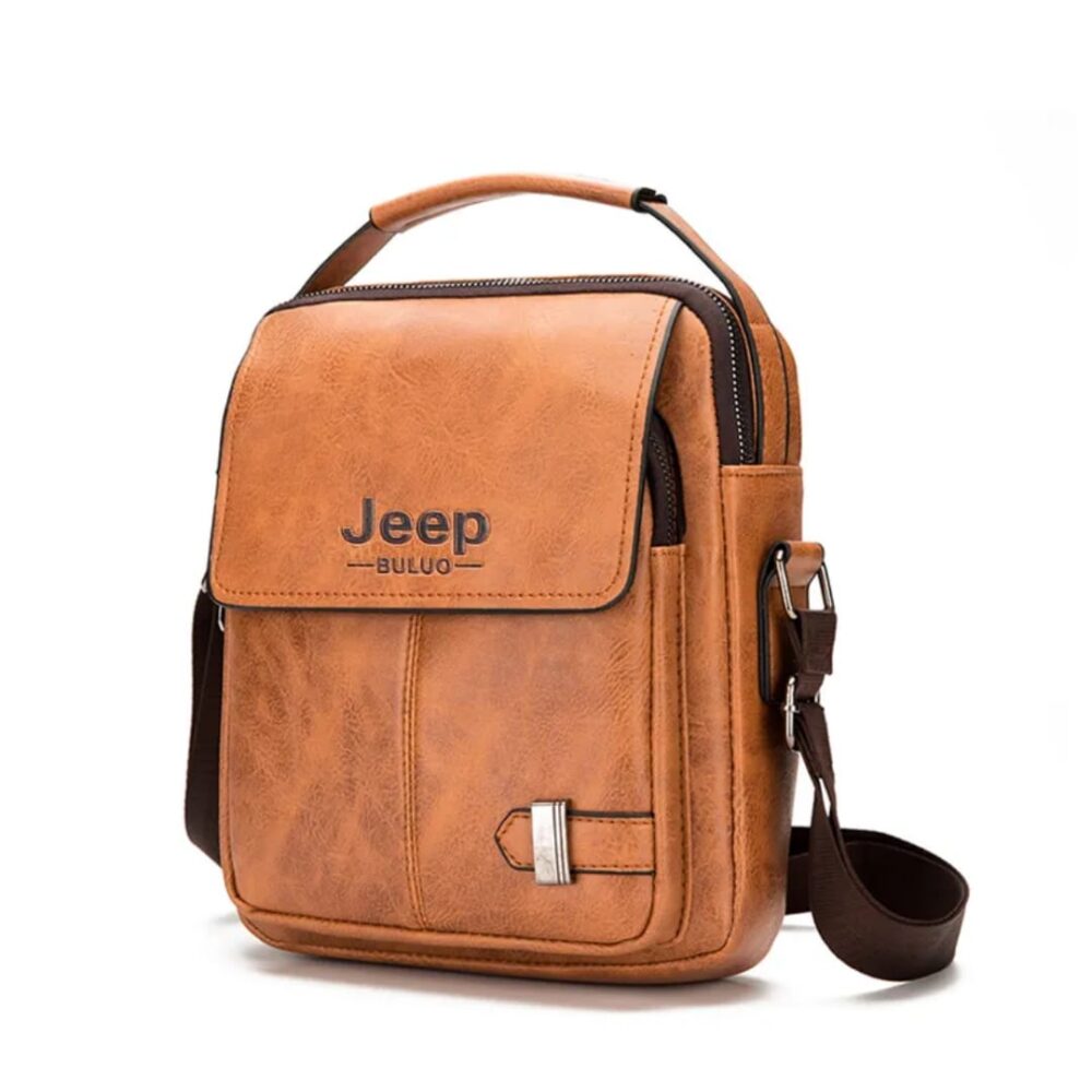 Jeep Buluo Leather Crossbody Bag with Adjustable Strap